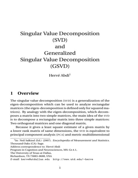 Singular Value Decomposition