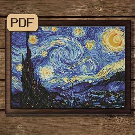 Starry Night Cross Stitch Pattern Van Gogh Painting | Etsy | Cross ...