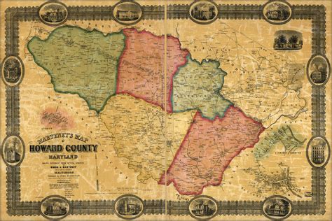 24"x36" Gallery Poster, Map of Howard County, Maryland 1860 - Walmart ...