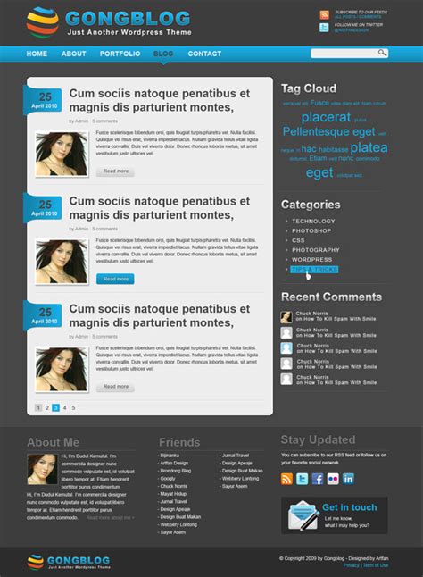 Minimalist PSD WordPress Theme Template “Gongblog” – Artfans Design