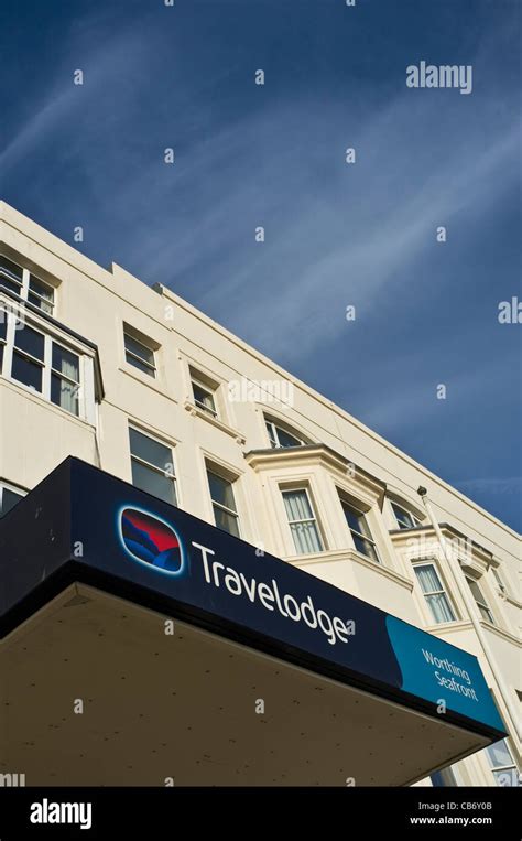 The facde and entrance to the Travelodge on Worthing seafront Stock Photo - Alamy