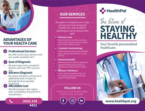 Purple Medical Trifold Brochure Template | PosterMyWall