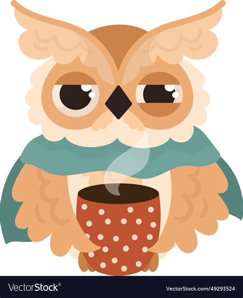 Owl sleepy with coffee Royalty Free Vector Image