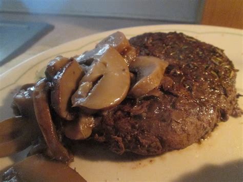 Diab2Cook: Bison Chopped Sirloin Steak w/ Sauteed Mushrooms and Baked Potato