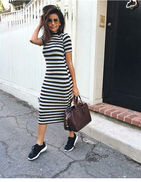 @sazanhendrix casual outfit dress with sneakers Dresses With Tennis Shoes, Tennis Shoes Outfit ...