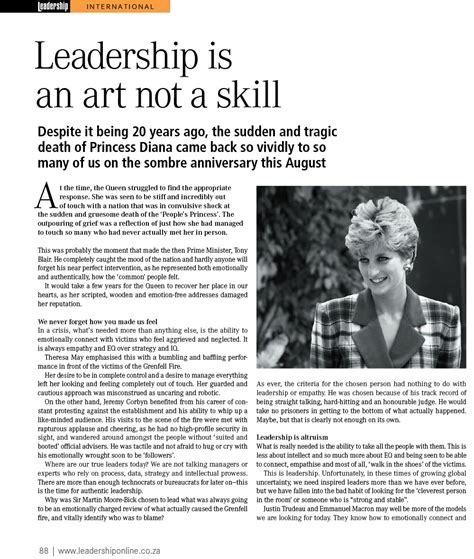 Leadership Magazine – Leadership is an Art Not a Skill