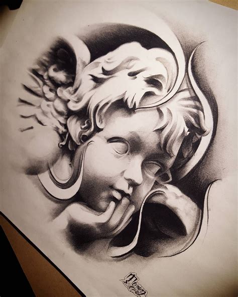 ♠️ ️TON¥ TON3Z ️♠️ on Instagram: “"Cherub Angel" (sketch) Let them sleep and dream.....while i ...