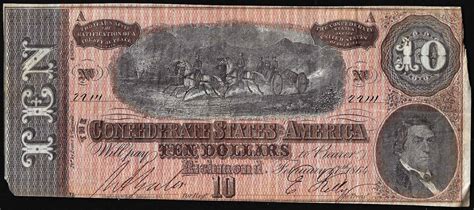 1864 $10 Confederate States Of America Note Auction