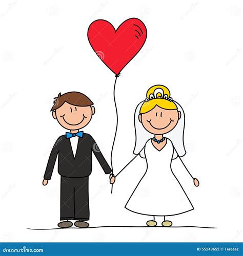 Wedding Couple Cute Drawing Stock Illustration - Image: 55249652