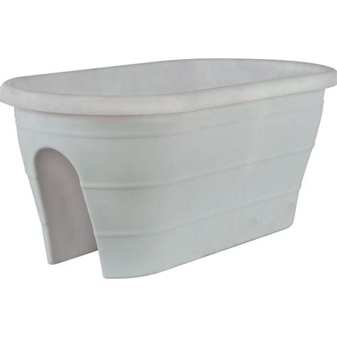 Pride Garden Products Mela 23 in. x 11 in. White Plastic Trough Rail Planter-83583 - The Home ...