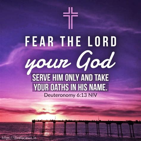 Fear the Lord your God, serve him only and take your oaths in his name. Deuteronomy 6:13 NIV ...