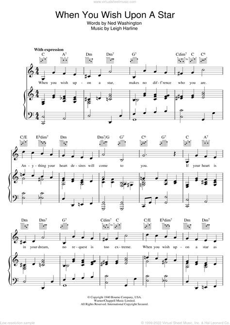 Edwards - When You Wish Upon A Star (from Walt Disney's Pinocchio) sheet music for voice, piano ...