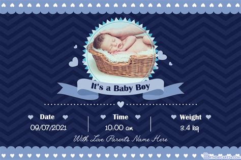 Free Custom Boy Birth Announcement Template