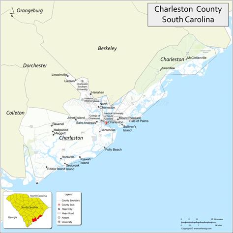 Map of Charleston County, South Carolina - Where is Located, Cities ...