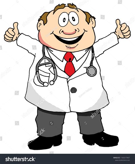 Cartoon Illustration Happy Doctor Giving Thumbs Stock Vector (Royalty ...