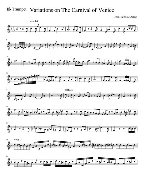 Variations of The Carnival of Venice (Trumpet Solo) sheet music for Trumpet download free in PDF ...