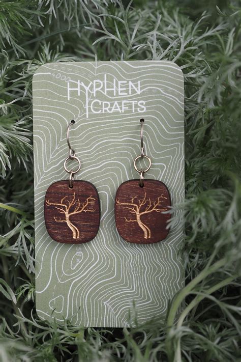 Gold Tree Wood Earrings Smooth Bolivian Rosewood With Hand Painted Gold ...