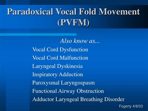 PPT - Paradoxical Vocal Fold Movement (PVFM) PowerPoint Presentation, free download - ID:281426