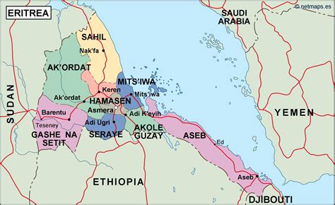 eritrea political map. Vector Eps maps. Eps Illustrator Map | Vector ...