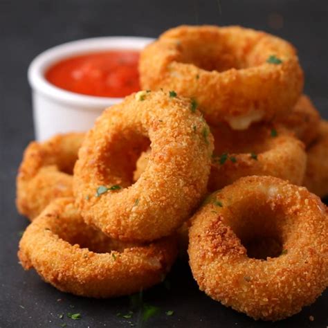 Mozzarella Stick Onion Rings Recipe by Tasty