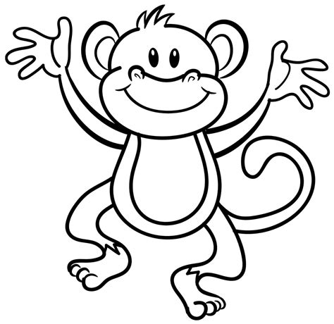 Simple Monkey Coloring Pages at GetColorings.com | Free printable ...