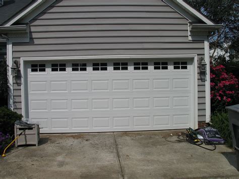 Double Car Short Raised Panel Garage Door With Windows | Garage doors