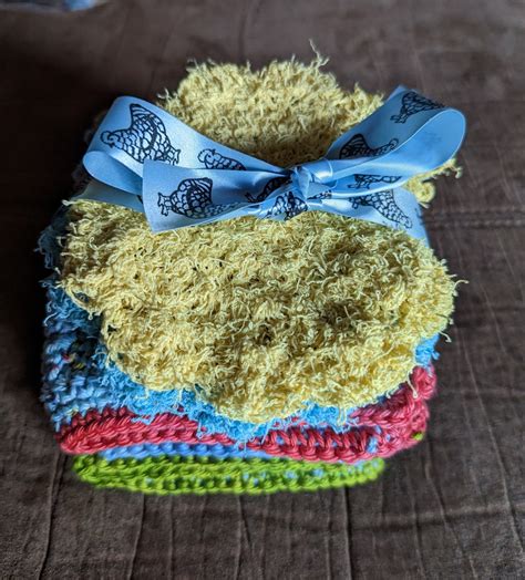 100% Cotton, Large Dishcloth and Scrubby Set - Etsy