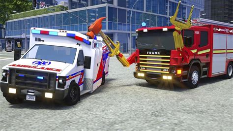 Fire Truck Frank Fixes Ambulance - Wheel City Heroes (WCH) - Sergeant Lucas the Police Car ...