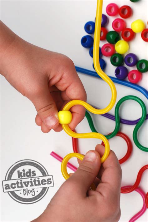 Silly Straw Bead Threading Busy Bag • Kids Activities Blog