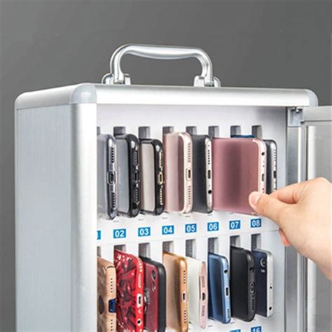 Mobile phone safe box with lock aluminum alloy ABS portable school army meeting storage cabinet ...