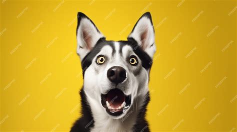 Premium AI Image | The dog makes a surprised face isolated on yellow background