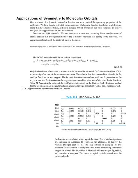 Applications of Symmetry to Molecular Orbitals - We have largely ...