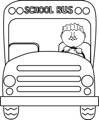 Black and White School Bus Driver Clip Art - Black and White School Bus ...