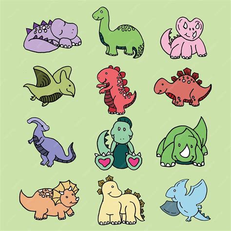 Premium Vector | Different types of cute baby dinosaurs