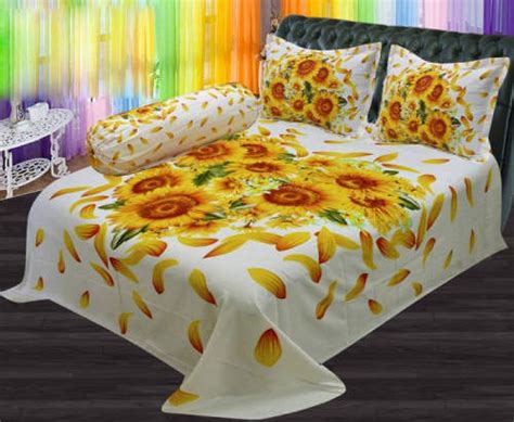 Sunflower Print Double Cotton Bed Sheet Price in Bangladesh | Bdstall