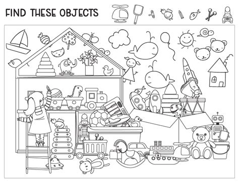 Printables - Playroom Hidden Object Game Coloring Page | HP® Official Site