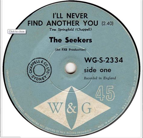 The Seekers - I'll Never Find Another You (Vinyl, 7", 45 RPM, Single ...