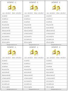 silent c phonics worksheets and games - Galactic Phonics