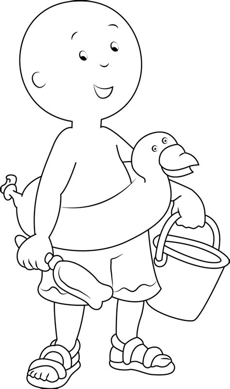 Caillou Go Swimming Coloring Page - Free Printable Coloring Pages for Kids