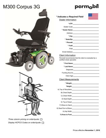 Permobil M300 corpus 3G order form | Manualzz