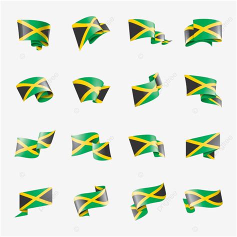 Vector Illustration Of The Jamaican Flag Against A White Backdrop Vector, Wind, Set, Jamaican ...