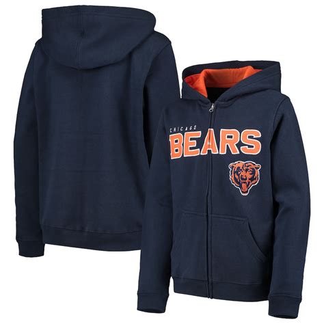 Chicago Bears Youth Fan Gear Stated Full Zip Team Color Hoodie - Navy