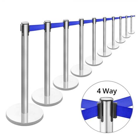 Retractable Belt Barrier Stanchion – Stainless Steel and Blue | Step ...