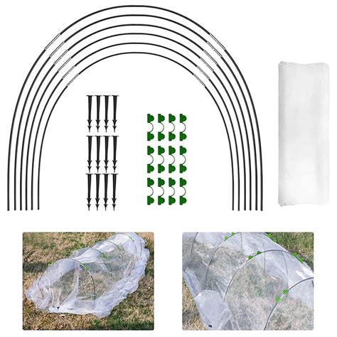 Deluxe Greenhouse Hoops Grow Tunnel Kit, Long Rust-Free Fiberglass Garden Frames, DIY Plant ...