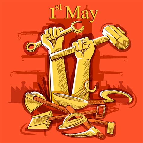 1 May international workers labor day poster hand drawn vector 06 free ...