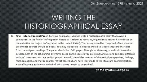 Writing a Historiographical Essay - YouTube