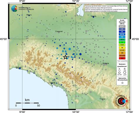 Earthquake 5 km W Langhirano (PR), Magnitude Mw 4.2, 9 February 2024 time 13:06:21 (Timezone ...