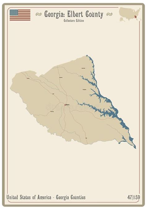 Map of Elbert County in Georgia Stock Vector - Illustration of america, road: 249933258