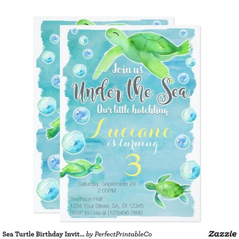 Sea Turtle Birthday Invitation | Zazzle | Turtle birthday invitations, Turtle birthday parties ...