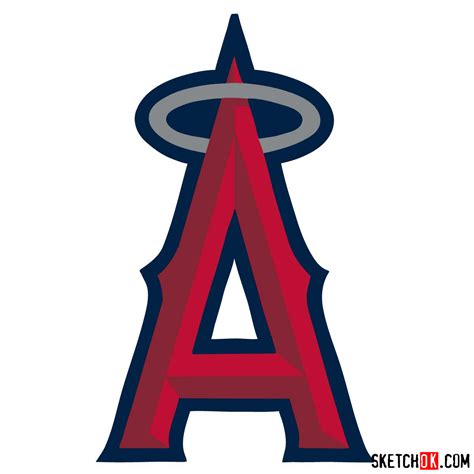 How to draw Los Angeles Angels logo | MLB logos - Sketchok easy drawing guides